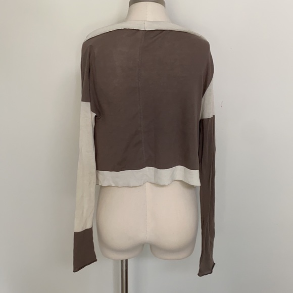 Tan and brown color block cardigan - Picture 5 of 6